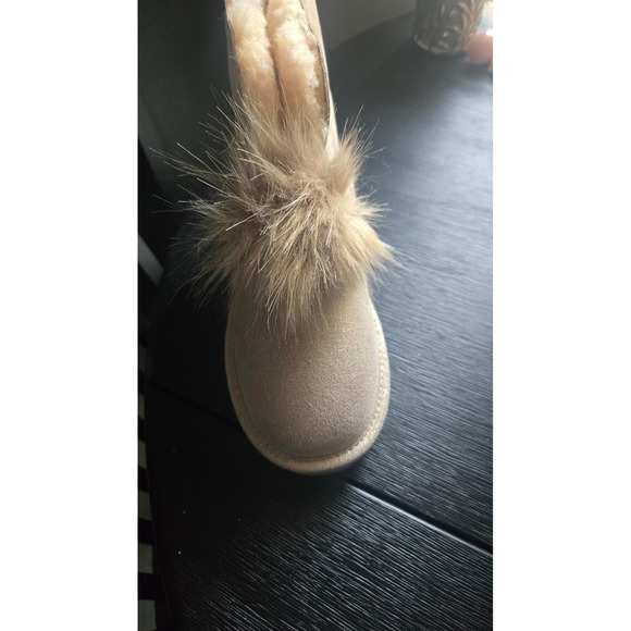 Bearpaw Libby Metallic Suede Pom Pom Boots Women Size 9 - Picture 6 of 9